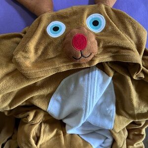 Your Christmas Day Brown Reindeer Hooded PJ's with a Back Door